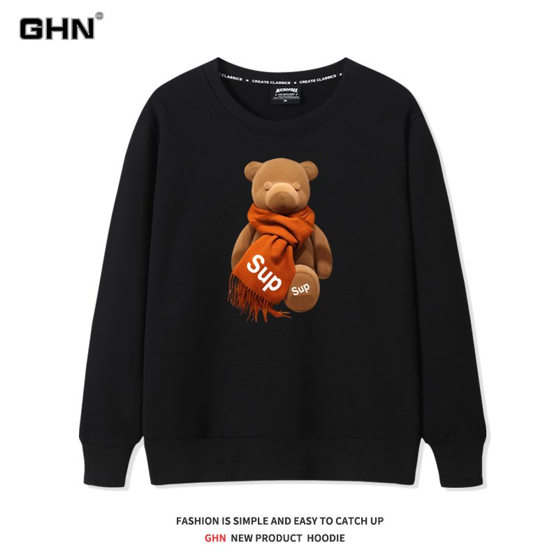 Áo Nỉ Nam, Áo Thu Đông In 3D Hình Teddy Quàng Khăn Chất Liêu Poly Cao Cấp Co Dãn Mềm Mịn - TD45