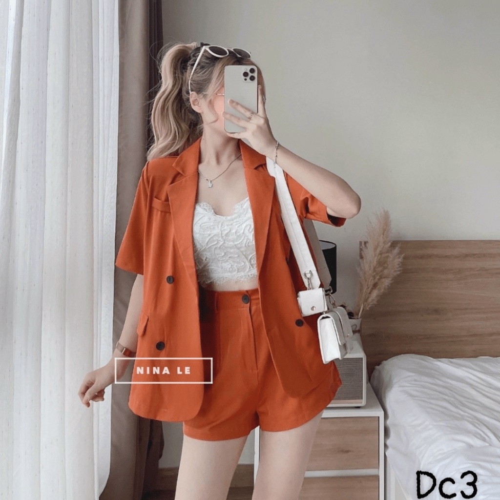 (Mẫu Mới) Sét Bộ Áo BlaSer + Quần Short Cùng Màu Đẹp Như Hình Mẫu UP h.h.p