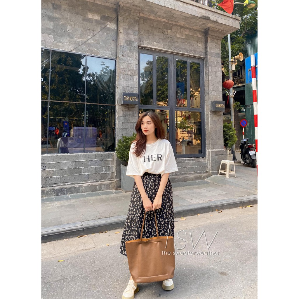 Áo phông tay lỡ oversize Her (Ảnh thật)
