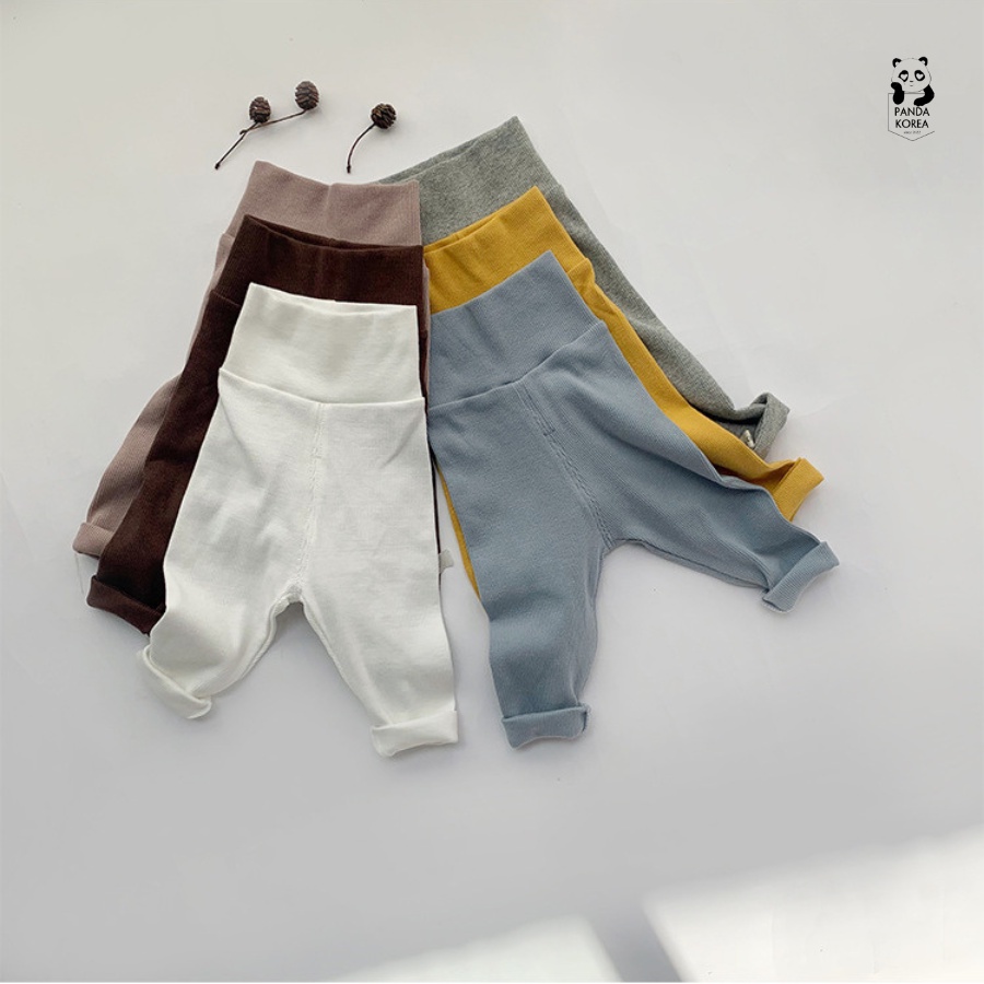 Quần legging cho bé cạp cao thun gân mềm mịn co giãn thoải mái phong cách Hàn Quốc cho bé từ 5kg-13kg