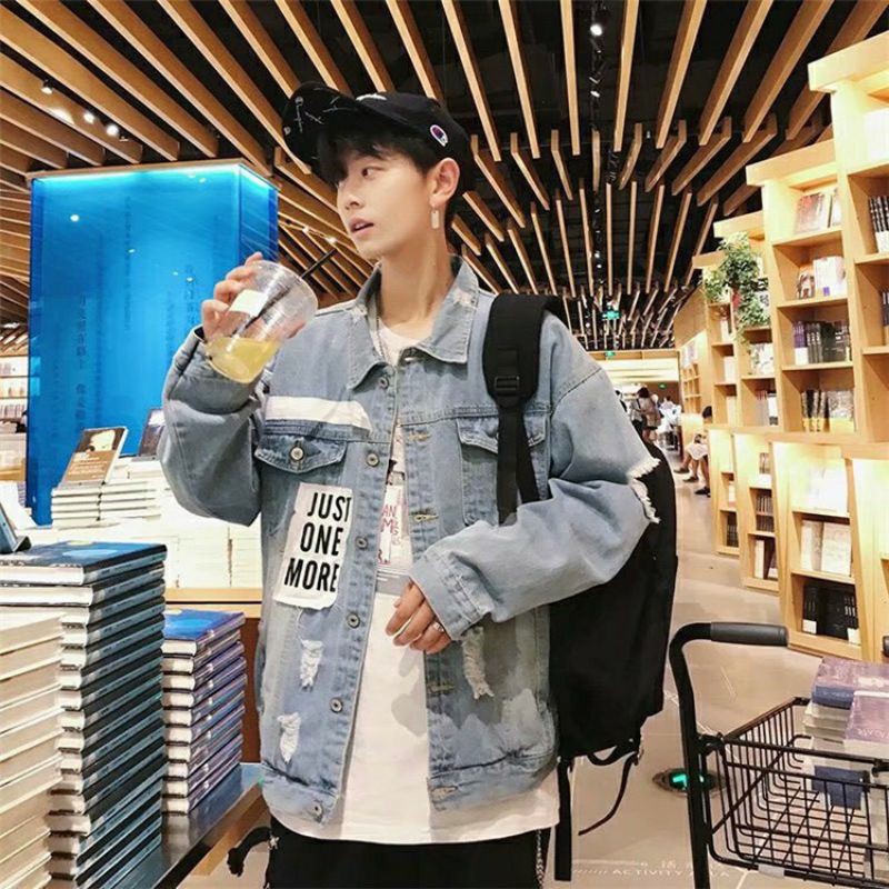 Áo khoác jean nam Wawa 06, mẫu in tình yêu ngọt ngào mãi mãi, Mua Ngay