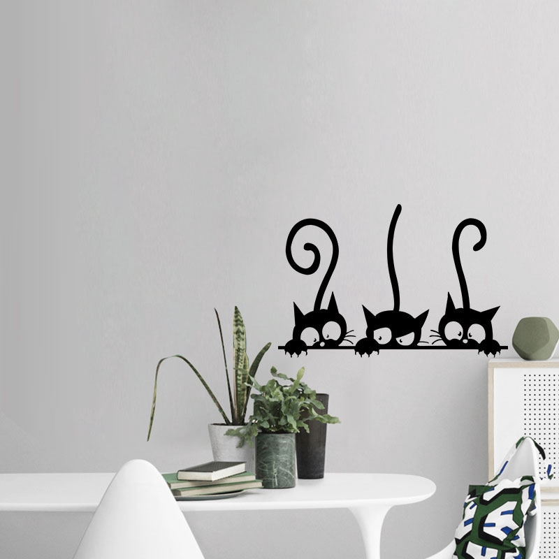 Sticker dán tường hình 3 chú mèo đáng yêu