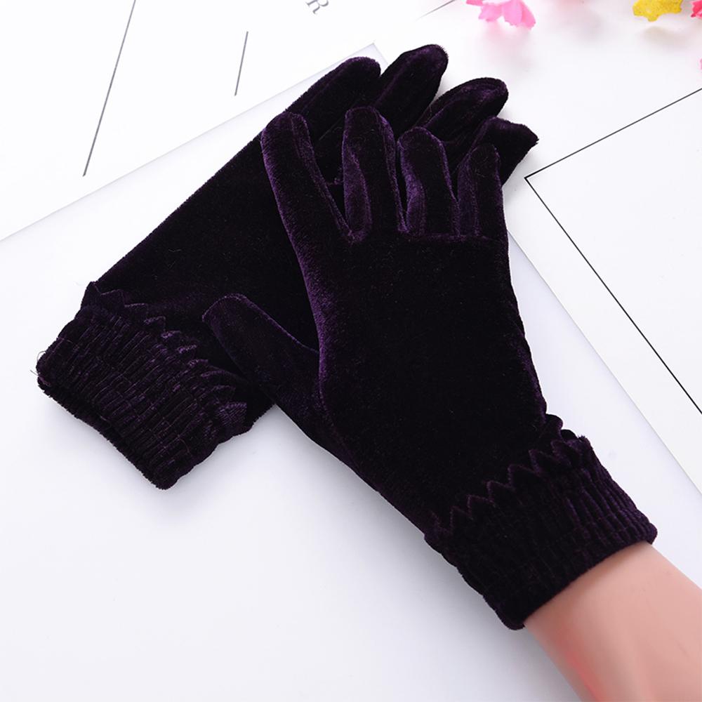 Găng Tay Nhung Mềm Mại Màu Trơn Dùng Khi Lái Xe