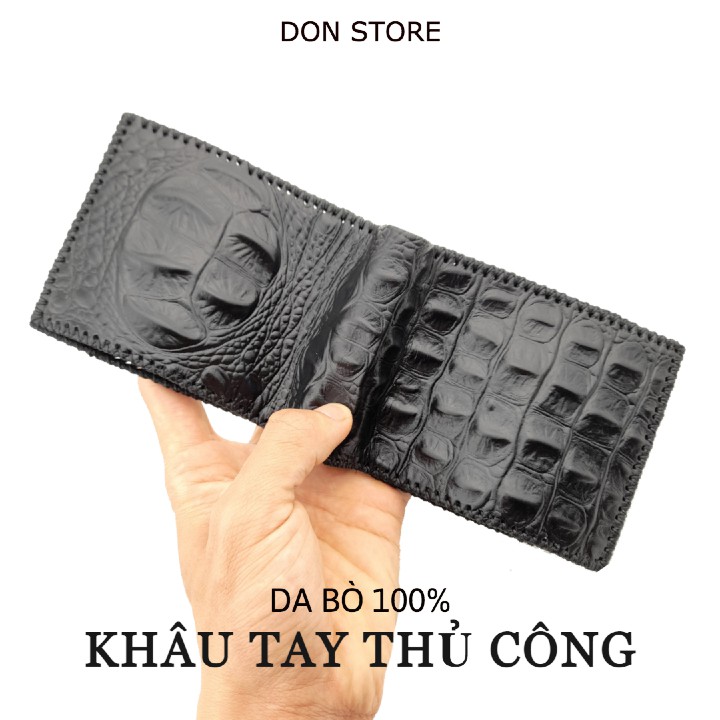 [HOT]Ví Nam, Bóp Nam Vân Cá Sấu Da Bò Thật 100% ( BH- 12 tháng)