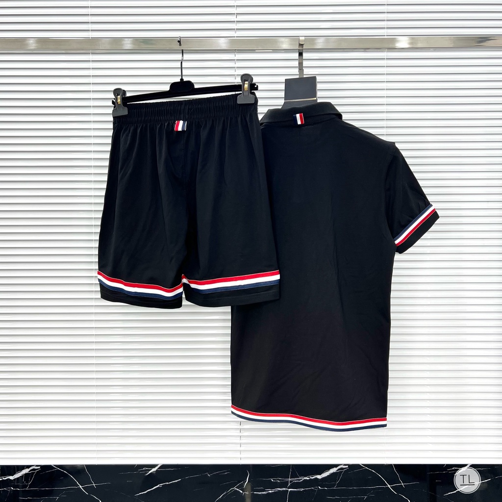 Bộ quần áo nam polo mùa hè cổ bẻ tay ngắn Thom Browne thời trang (ảnh thật)