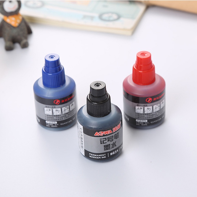 Hộp Mực Nạp Bút Lông Màu đỏ/đen/xanh Mực nạp dung lượng cao dung tích vĩnh viễn mực không thể xóa AOWA