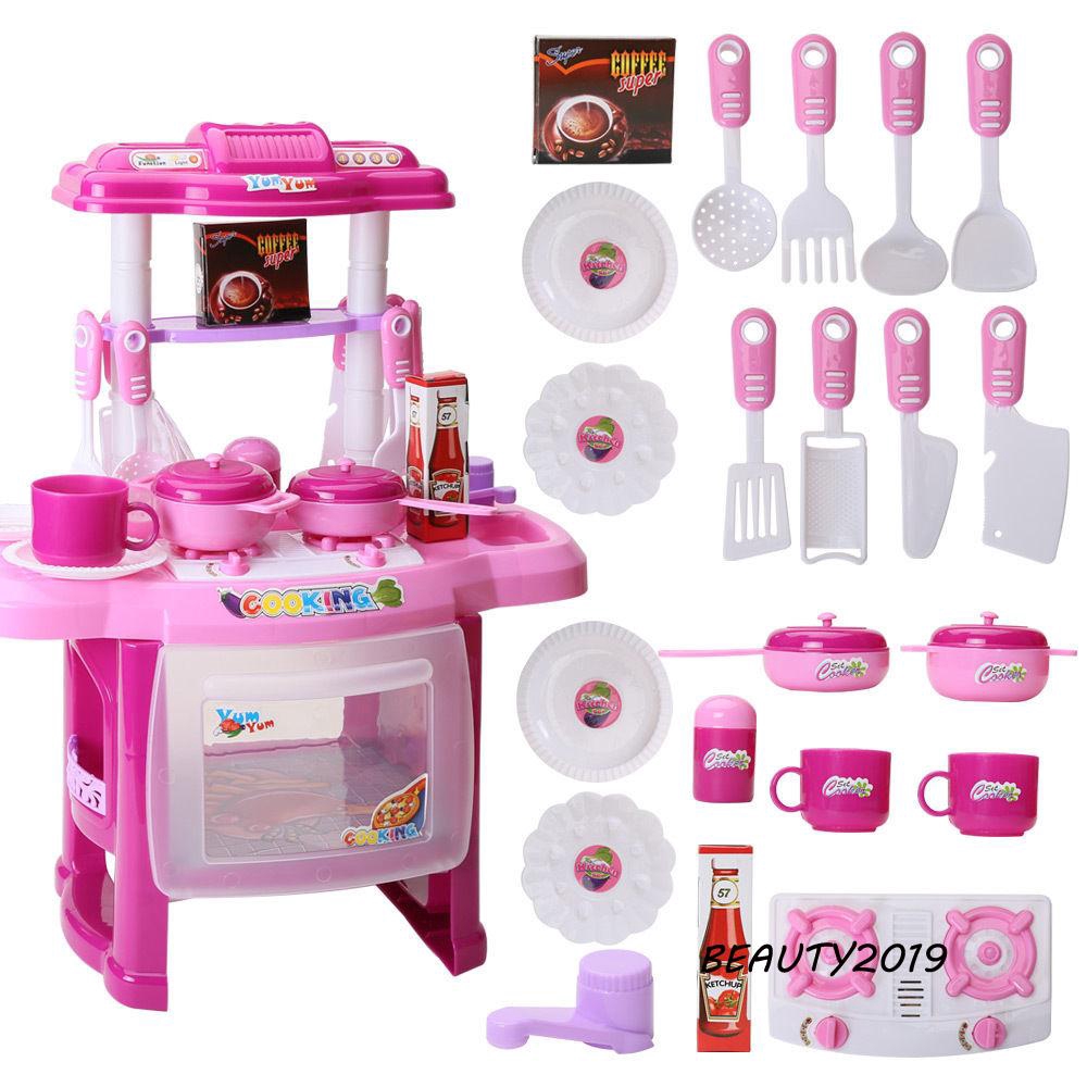 ➹-Funny and Cute Kids Kitchen Cooking Girls Toy Cooker Play Set Gift