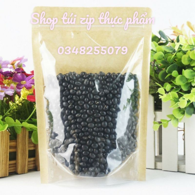 0.5kg Túi zip zipper giấy kraft 1 mặt trong 1 mặt giấy - nhìn thấy sản phẩm bên trong