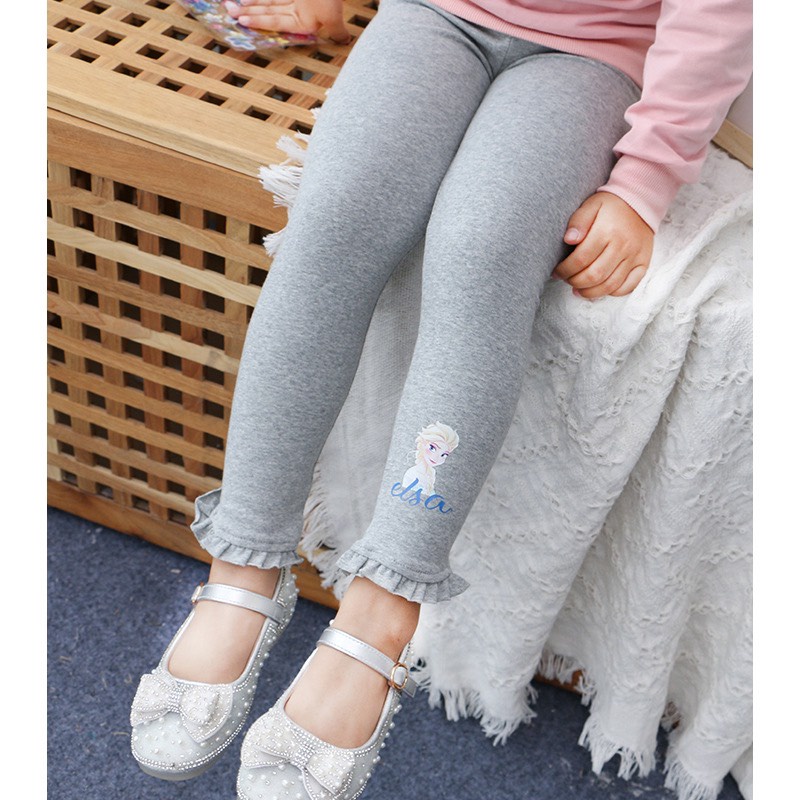 Quần Legging ELSA Dài  Bé Gái Vải Zip  Hàn Cao Cấp