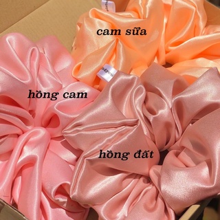 Buộc Tóc Scrunchies Lụa Mềm Mịn Nhiều Màu 3 Size