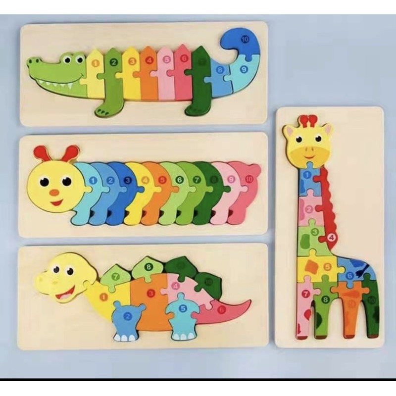 tranh ghép gỗ con vật nối  số từ 1- 10 cho bé