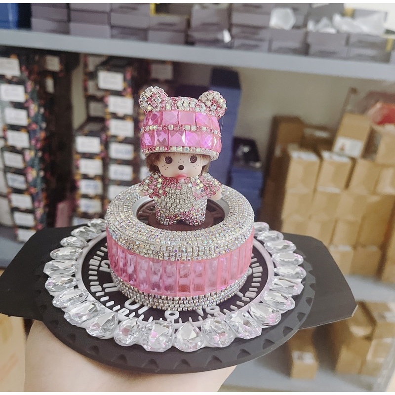 Gấu Đá Pha Lê Trang trí Tap lo Xe Ô tô