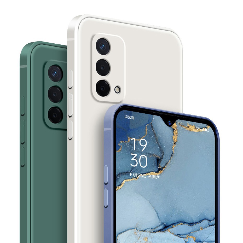 Ốp điện thoại silicon mềm màu trơn hình vuông cho Oppo A93 2020 A7 A5S A3S A12 A12E