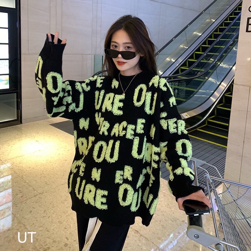 Áo len chữ xù form oversize dài rộng giấu quần hottrend, dày dặn mềm mịn cao cấp LICA - A21 | BigBuy360 - bigbuy360.vn