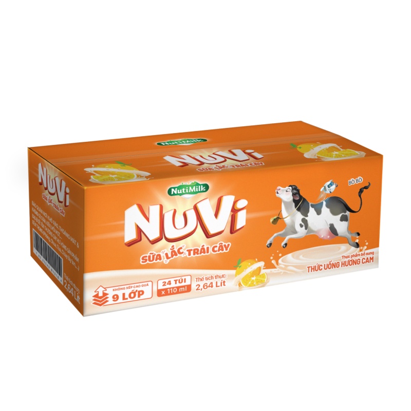 Thùng 24 túi NuVi Sữa lắc trái cây hương Cam túi NuVi Power 110 ml TU.NCT110YS - Thương Hiệu NUTIFOOD - YOOSOO MALL