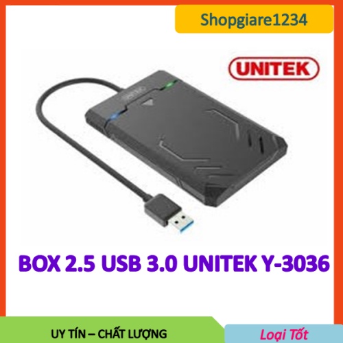 Box Ổ Cứng Unitek Y-3036 chuẩn USB 3.0 SATA 2.5&quot; HDD Enclosure Chính Hãng