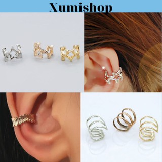 [NHIỀU MẪU MÃ] 1 Khuyên Kẹp Vành Tai Không Cần Lỗ 3 Hình Sao Màu Cho Nữ