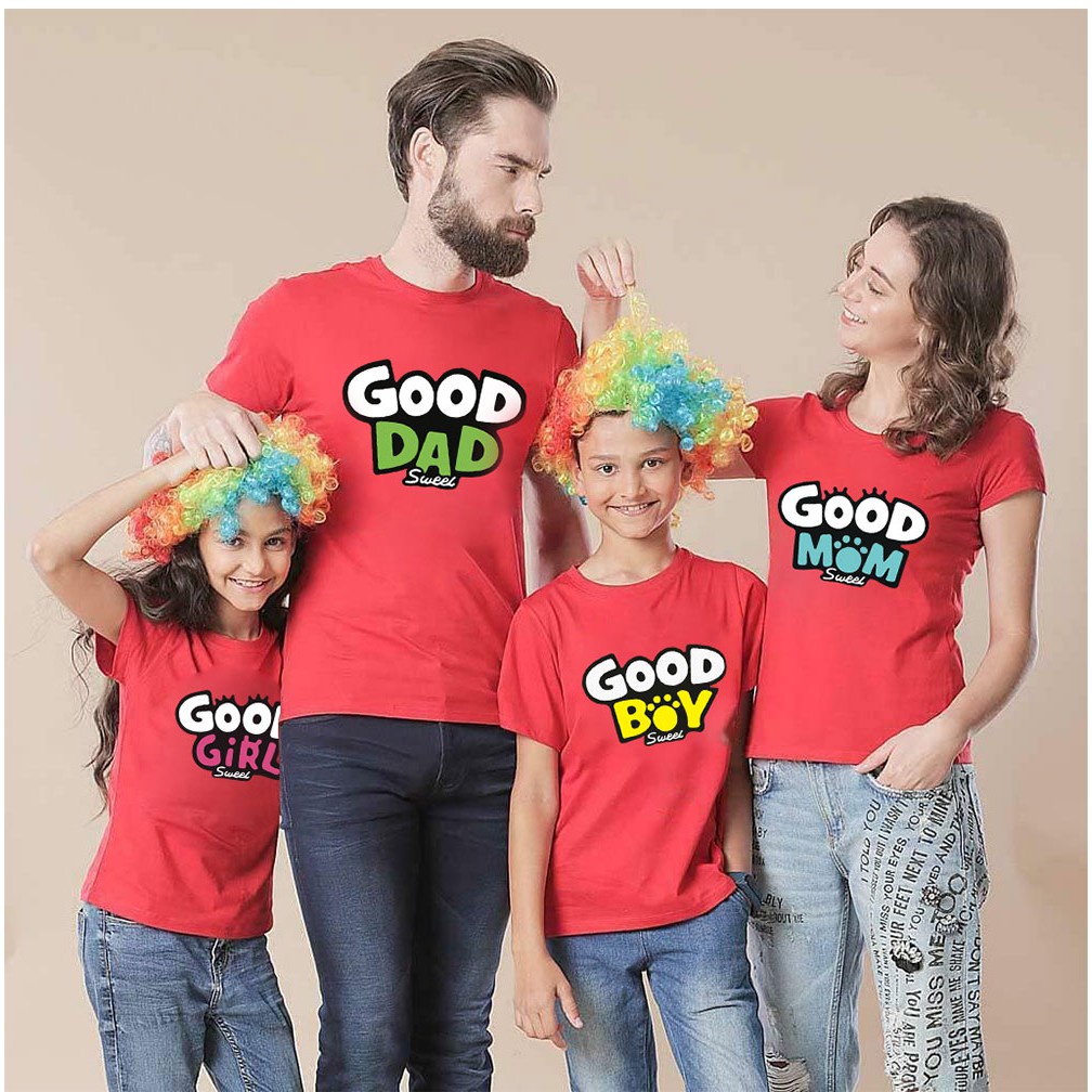 Áo Gia Đình Familylove - Mẫu áo gia đình Good Dad - Good Mom - Good Boy/Girl Dễ Thương Chất Liệu Cotton 100% Cao Cấp