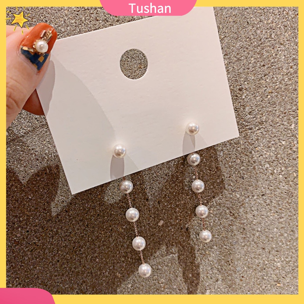[TS] - - Bông Tai Đính Ngọc Trai Giả Tua Rua Phong Cách Hàn Quốc Cá Tính Dành Cho Nữ