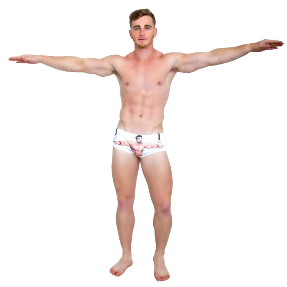 Quần bơi boxer trắng họa tiết hoạt hình cho nam | BigBuy360 - bigbuy360.vn