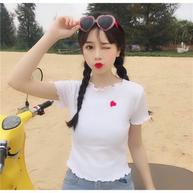 ÁO CRTOP CUỐN BIÊN THÊU TIM