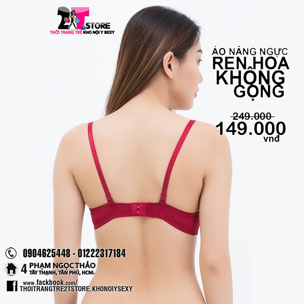 Áo Nâng Ngực Cotton Không Gọng Phối Ren (Đỏ)