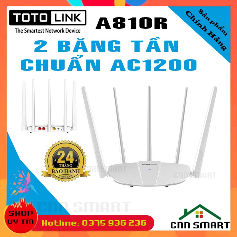 Router Wifi Băng Tầng Kép Totolink 5 Râu A810R - Bộ Phát Wifi Chuẩn AC1200 thumbnail