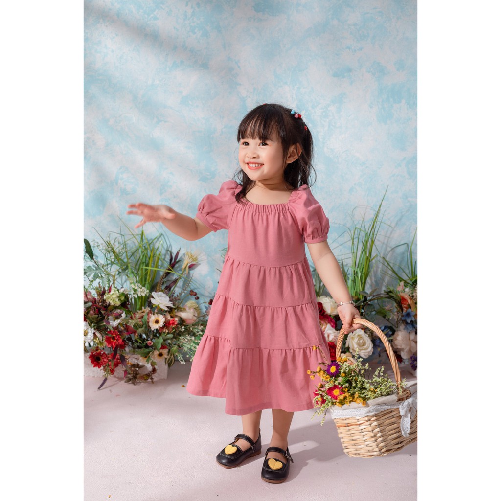 [LITTLE PINK] SUSANNE DRESS - Váy tay bồng chun vai bé gái