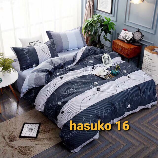 Bộ chăn ga gối poly cotton 4 món nhập khẩu HASUKO Dio xanh mẫu mới