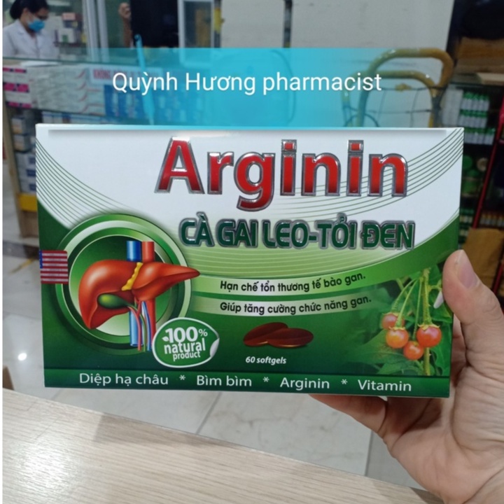 Viên uống bổ gan ARGININ với cà gai leo và tỏi đen giúp bảo vệ gan hộp 60 viên