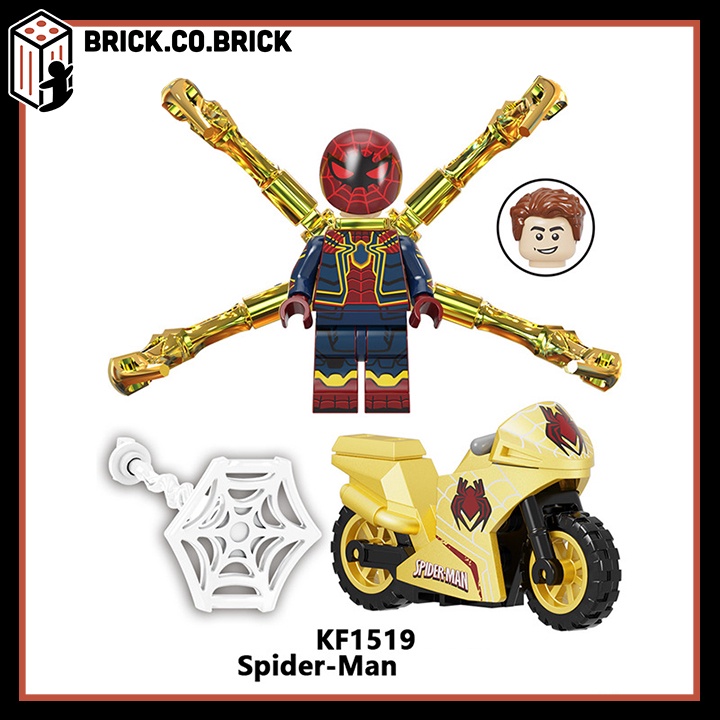 Người Nhện Spider Man Kèm Xe Mô tô cực chất Mô Hình Minifigure Siêu Anh Hùng Marvels Nhện Mạ đuôi vàng KF6137