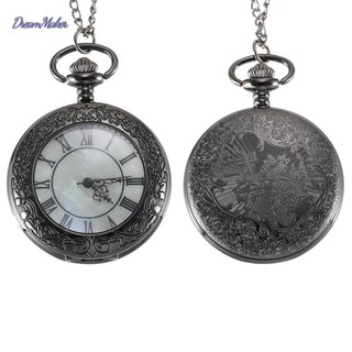 D❤ Vintage Quartz Pocket Watch Roman Numerals Dial Clear Flip Cover Alloy Chain Pendant Watches Gift