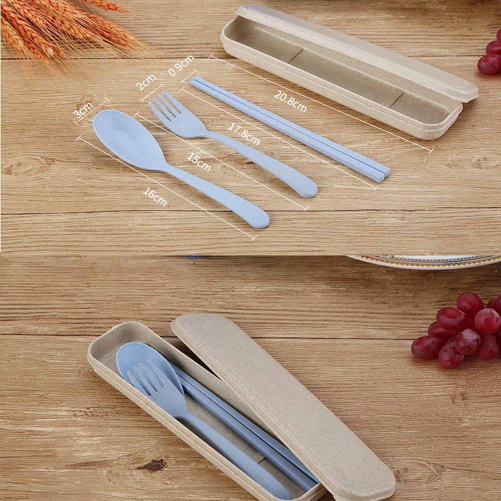Set 3 Muỗng Nĩa Bằng Chất Liệu Rơm Lúa Mì Thân Thiện Với Môi Trường Dành