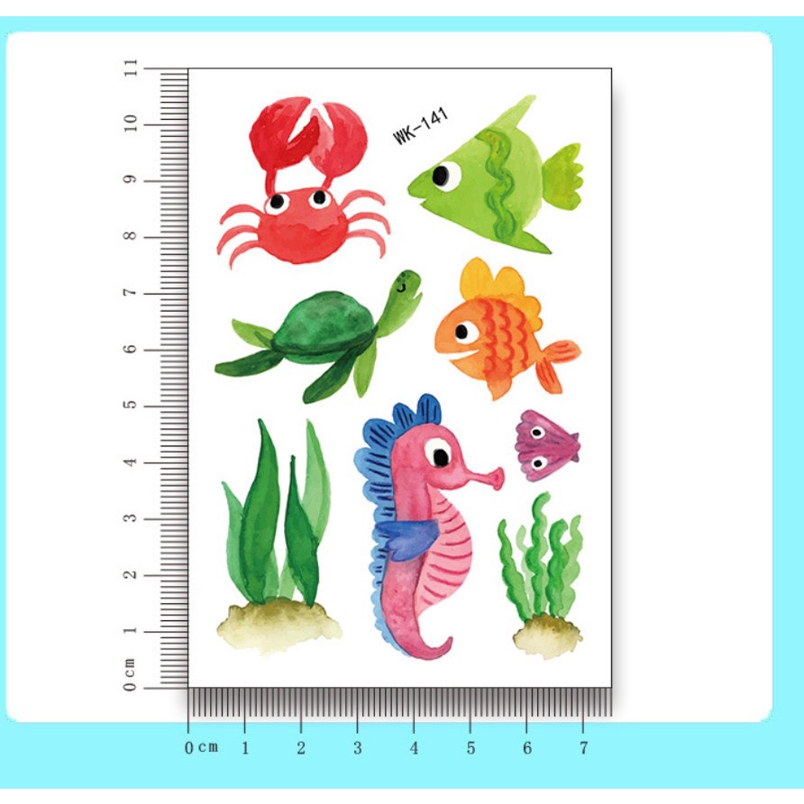 Sticker hình xăm dán tuổi thơ TATOO SINH VẬT BIỂN NGỰA PONY UNICORN đồ chơi cho bé gái BỘ SƯU TẬP 1