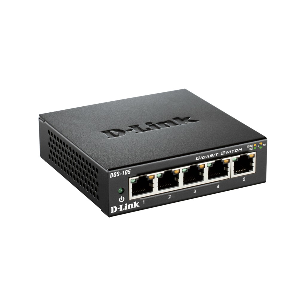 D-Link Gigabit Vỏ thép Bộ chia mạng Switch 5 cổng RJ45 Tăng tốc máy chủ - Thiết bị chuyển mạch D-LINK DGS-105/DGS-105GL