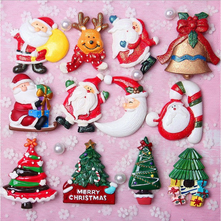 Charm các nhân vật lễ Giáng Sinh (ông già Noel, cây thông, tuần lộc) trang trí vỏ ốp điện thoại, dán Jibbitz, DIY