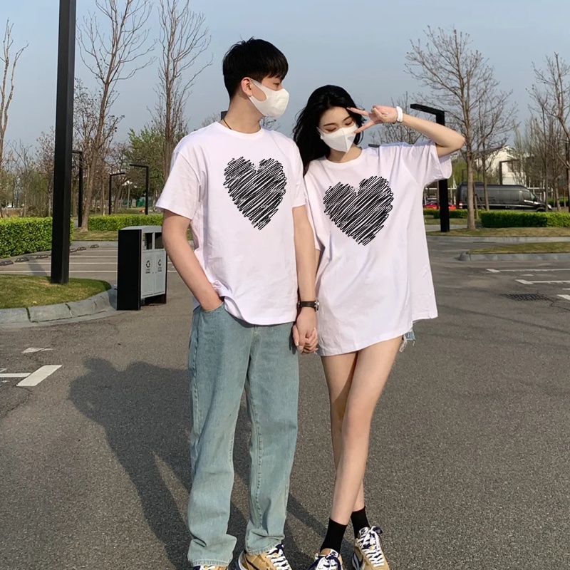 Áo Thun Cổ Tròn Ngắn Tay Dáng Rộng Phong Cách Hàn Quốc Giản Dị Dễ Phối Đồ Dành Cho Cặp Đôi 3XL