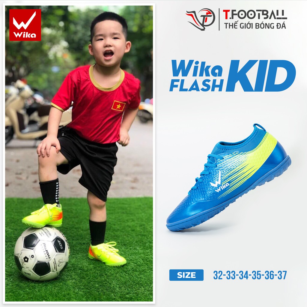 Giày đá bóng trẻ em Wika Flash KID Chính Hãng sân cỏ nhân tạo, đế TF