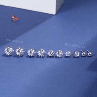 FOXY - Bông Tai Nụ Đá Bạc 925 Cao Cấp - Khuyên Tai Nụ Đá Nhiều Size