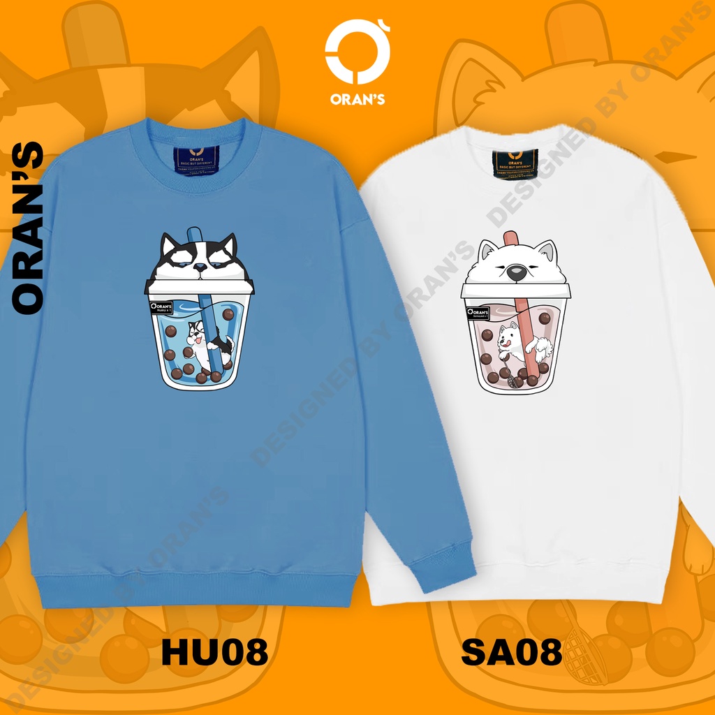 Áo Sweater đôi in hình ly trà sữa chất nỉ cotton lót bông cao cấp form rộng unisex ORANS - ORAN'S HOODIE COUPLE 08