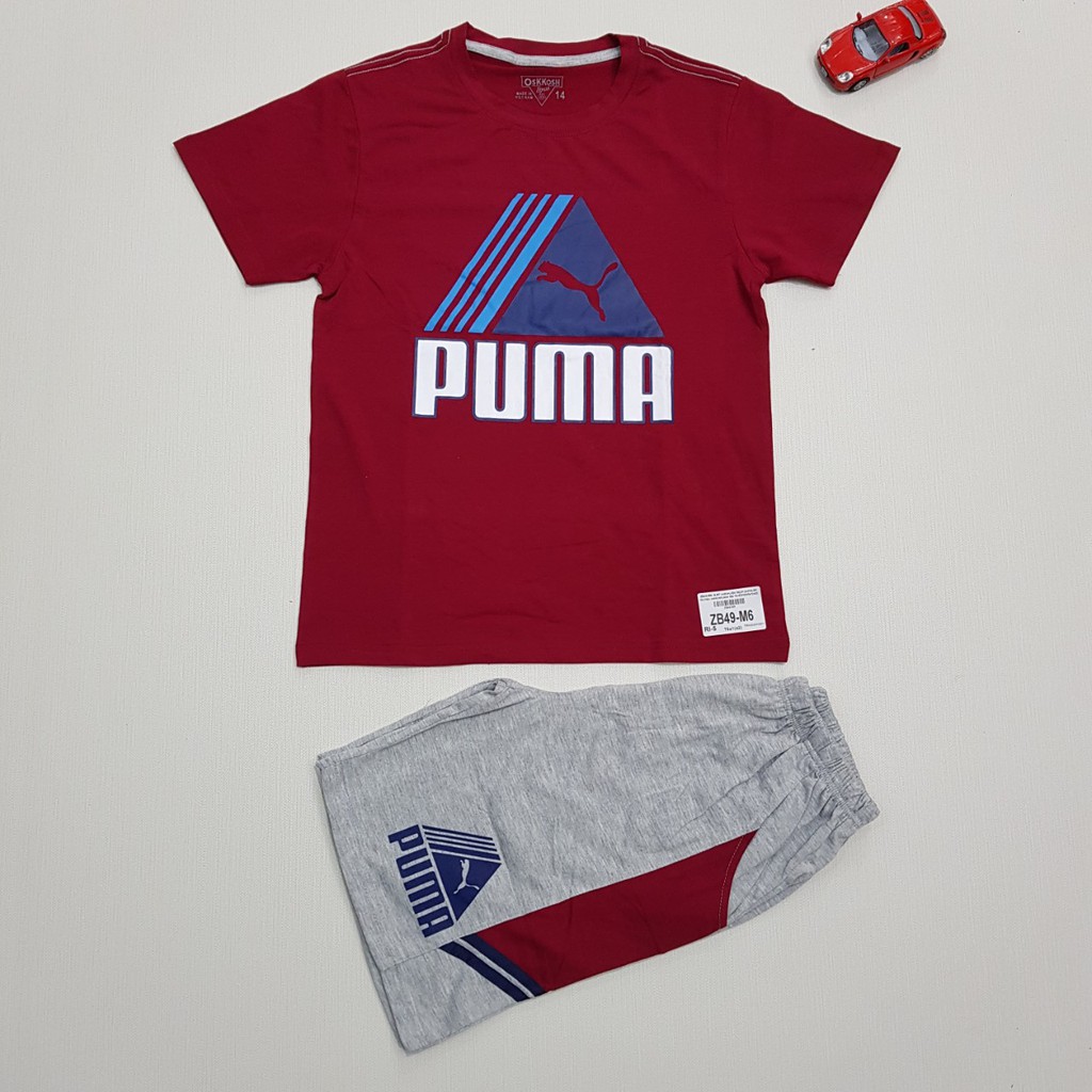 ZB49-M1- Bộ BT cotton,cộc tay,in puma,ghi,Made in VietNam,size đại 14-22/ri5,(combo 5 sản phẩm từ nhỏ đến lớn)