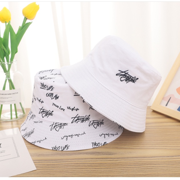 Mũ Nón Bucket thuglife hai mặt vành tròn chất cotton đẹp form unisex nam nữ ẢNH THẬT - B25