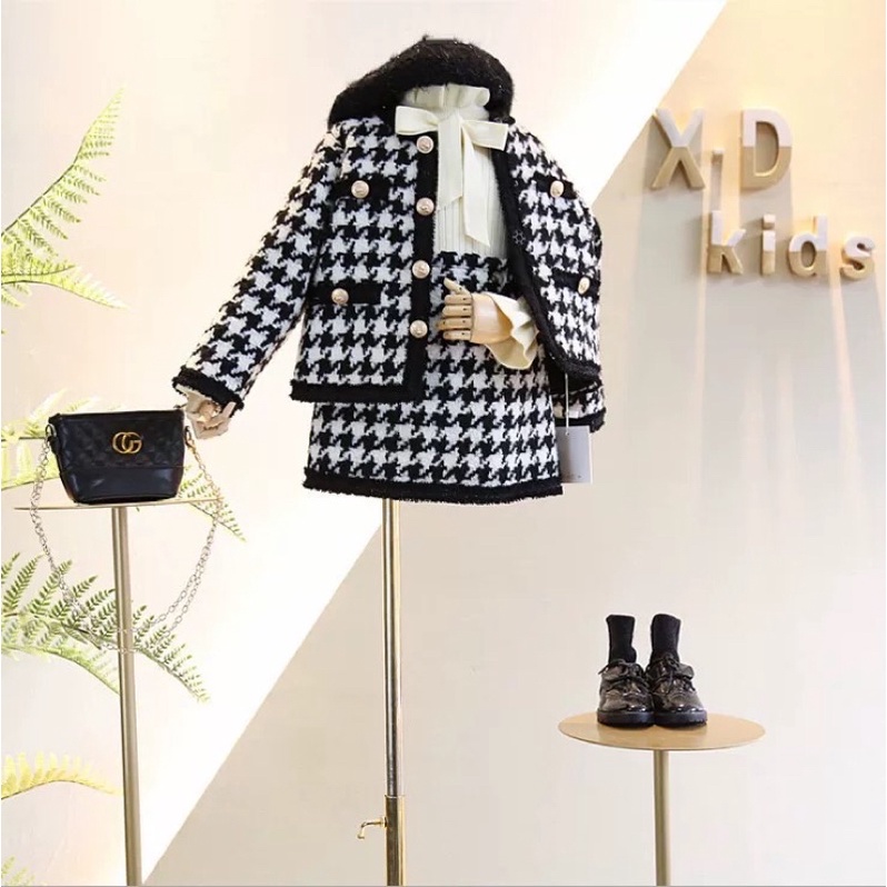 Sét Váy Áo Dạ Tweed Cho Bé gái. Áo kèm Váy (hàng od 10-15 ngày)