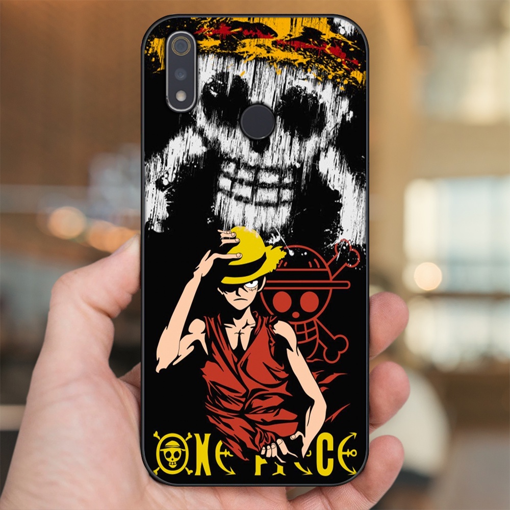 Ốp lưng Realme 3, 3 Pro viền đen in hình Luffy One Piece