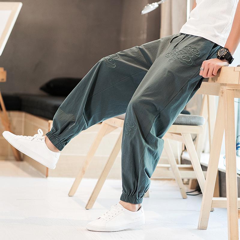Quần Thể Thao Ống Rộng Thêu Họa Tiết Cá Tính Theo Phong Cách Trung Hoa