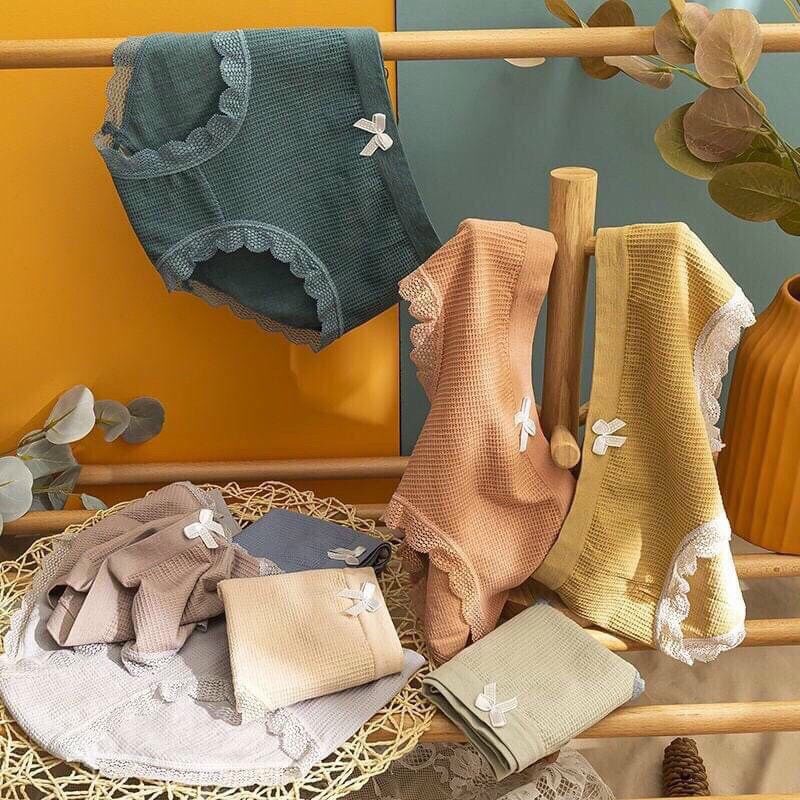 Quần Lót Cotton Thông Hơi Co Giãn 4 Chiều Sợi Bông Viền Ren Cao Cấp 3312
