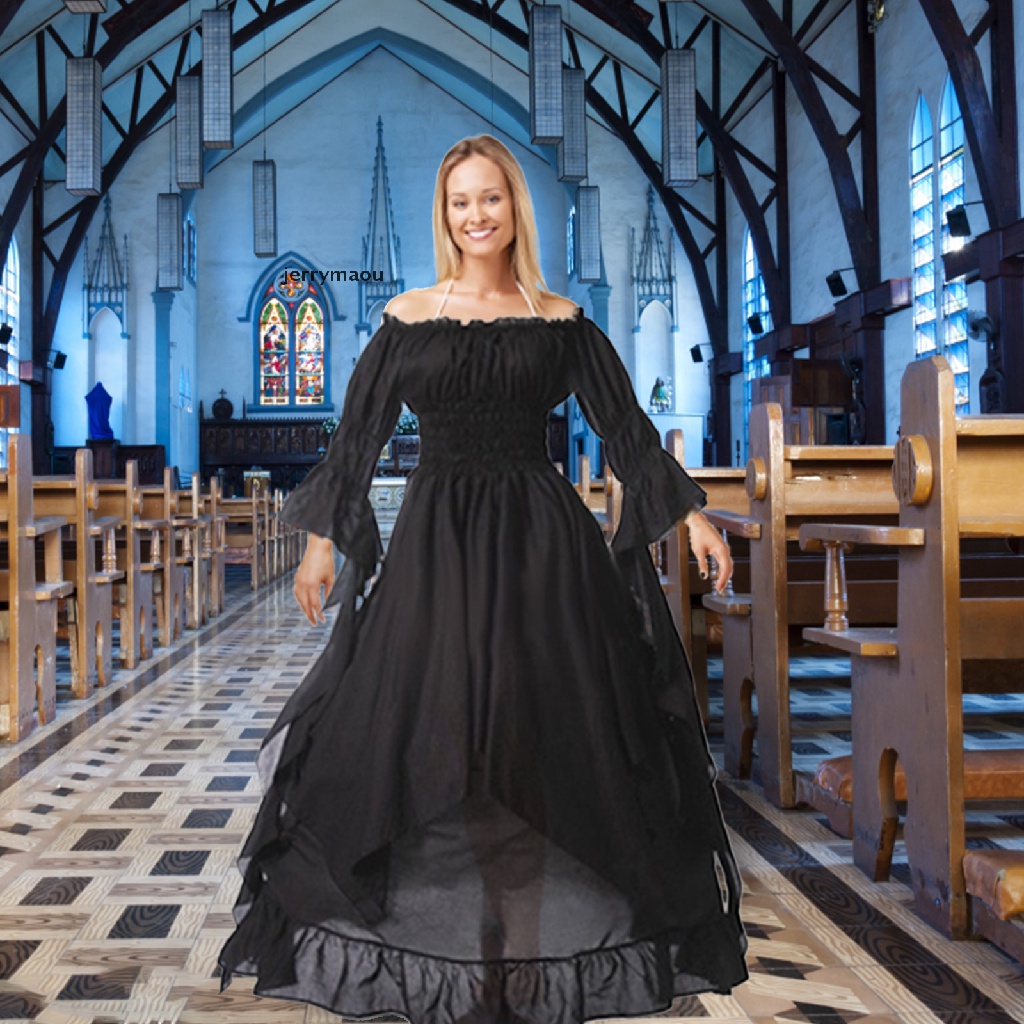 [JER] Dress Renaissance Costume Gothic Witch Dress Medieval Wedding Dress HBC