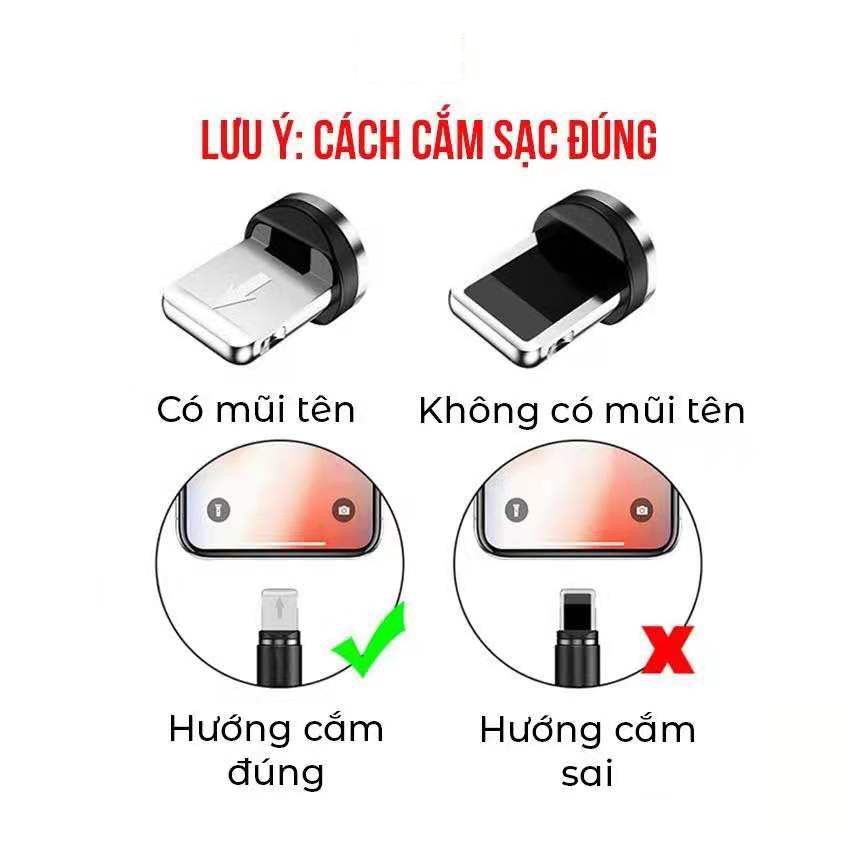 Dây Cáp Sạc Nam Châm Micro USB Type C Lightning 3 Đầu Cho iPhone Samsung Huawei OPPO Tai Nghe Bluetooth TWS i12