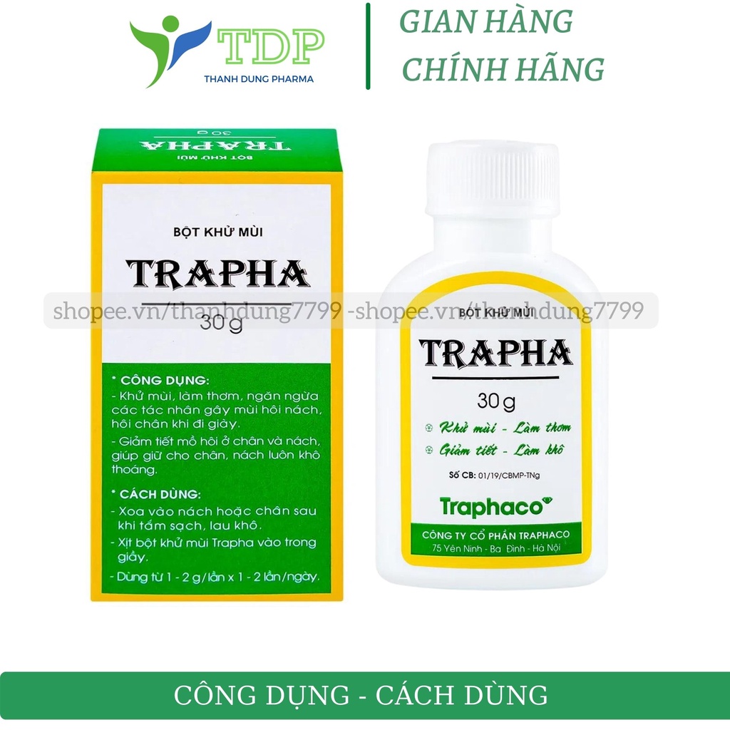 Bột khử mùi Trapha ngăn ngừa mùi hôi chân, hôi nách giảm tiết mồ hôi hiệu quả