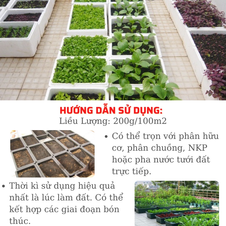 CẢI TẠO ĐẤT Cung Cấp VSV Có Lợi Cho Đất, Nâng pH, Hạ Phèn, tơi Xốp Đất - Gói 200g